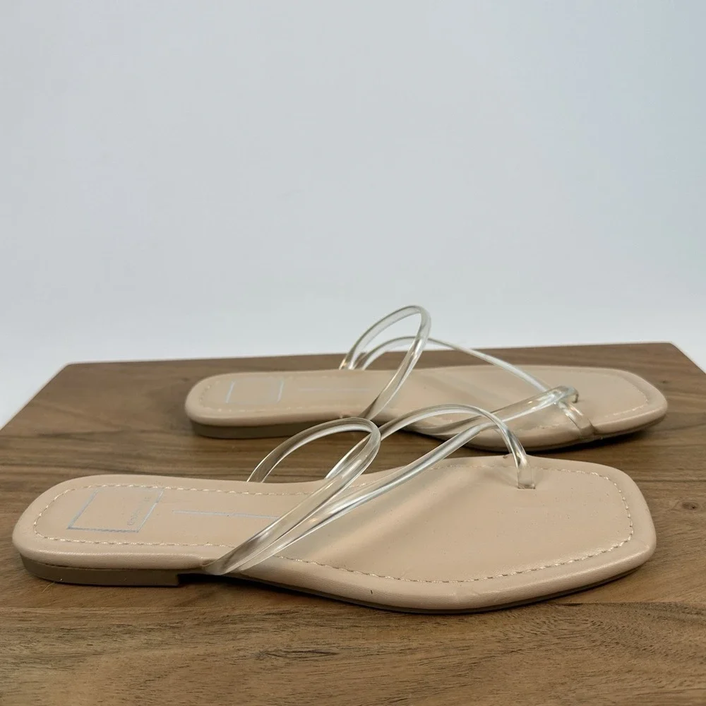 New NWOB Womens Dolce Vita Leanna Clear Toe Strap Slides Sandals Size 10 M